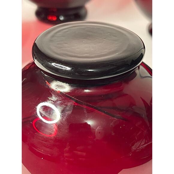 Anchor Hocking Royal Ruby Custard Sherbet Bowls Set of 6 – 7 oz Footed - Picture 9 of 10